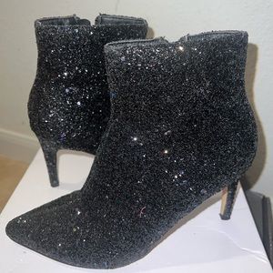 Black glitter stilletto booties